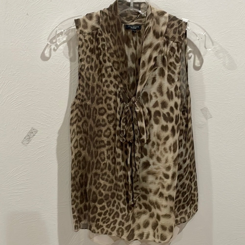 Talbots animal print sleeveless blouse